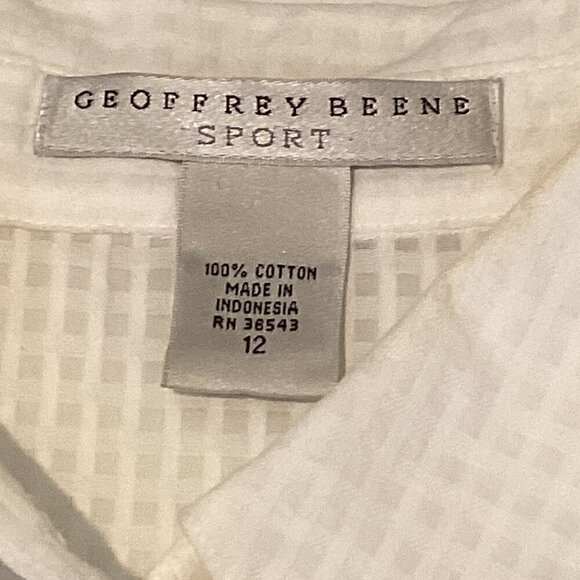 Geoffrey Beene Sport Cotton Sleeveless Button-Up Top White Sz 12 #291H - Picture 6 of 7